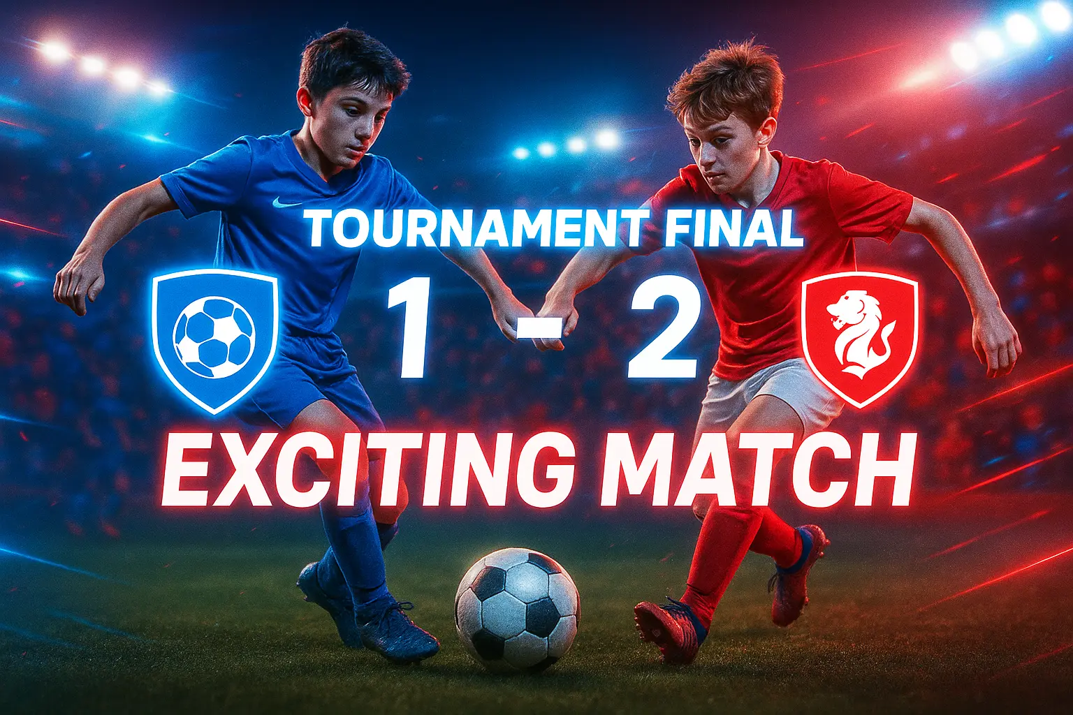 Football YouTube thumbnail template featuring a final match score
