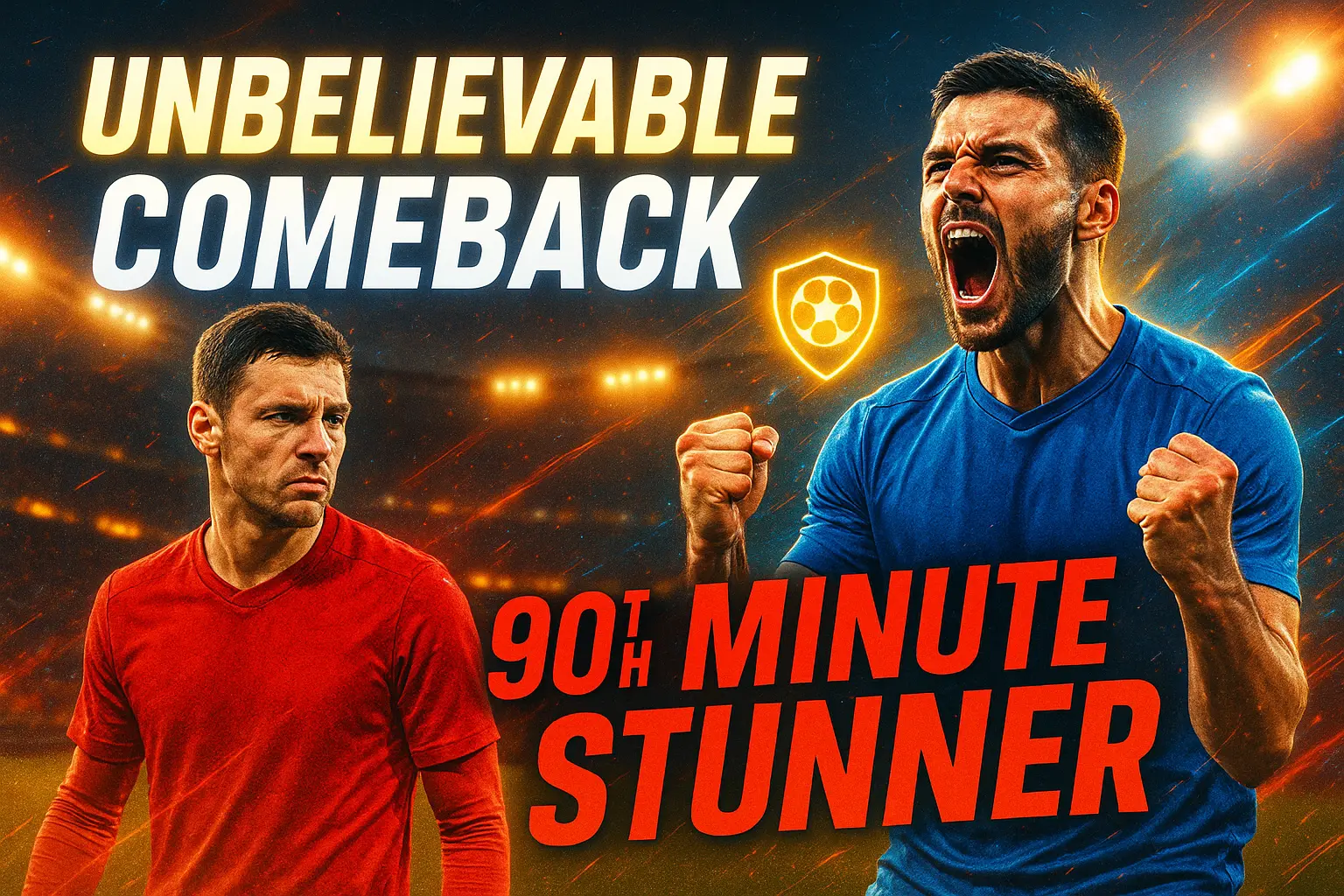 Football YouTube thumbnail template with dramatic player clash