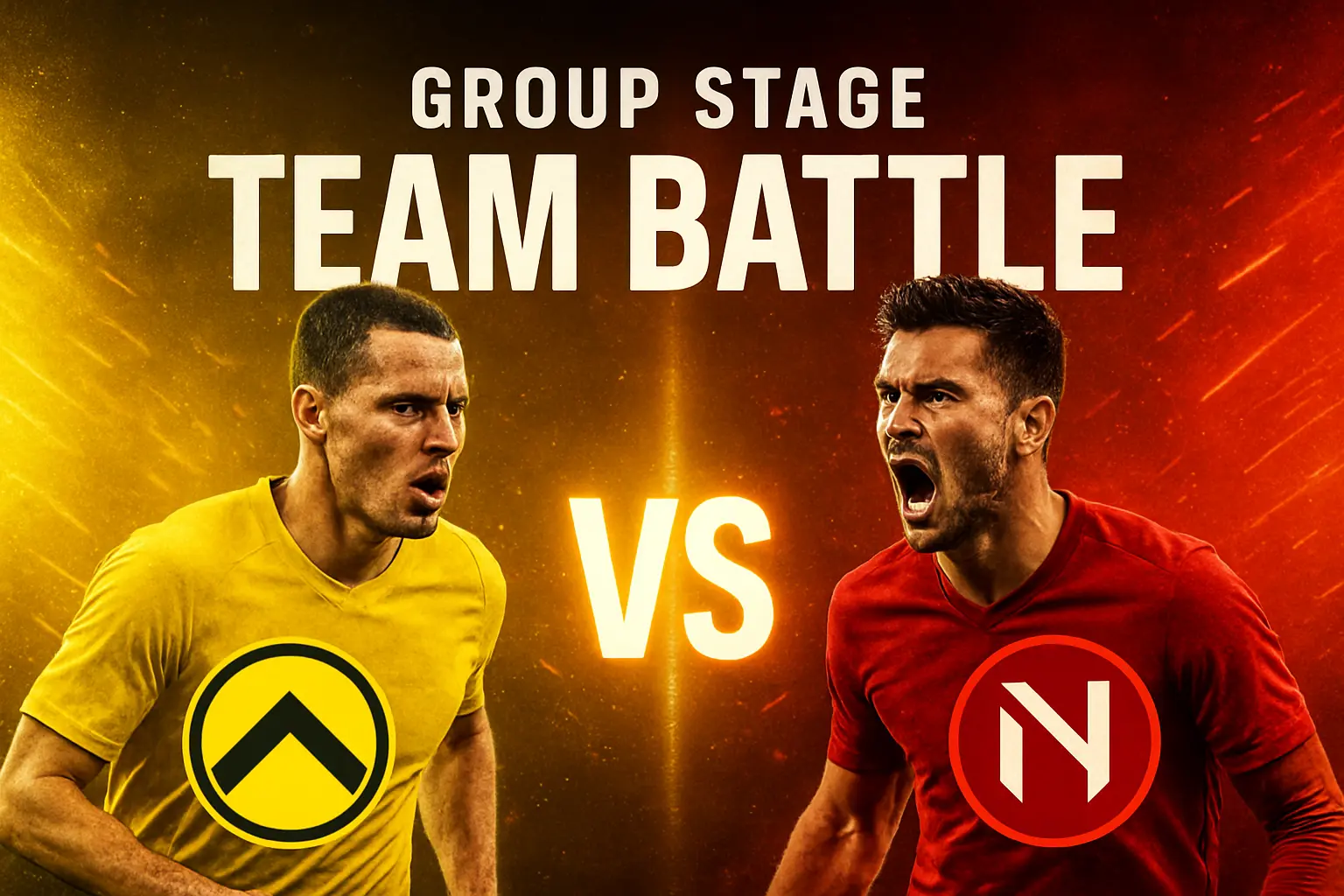 Football YouTube thumbnail template with intense team match-up and vibrant background