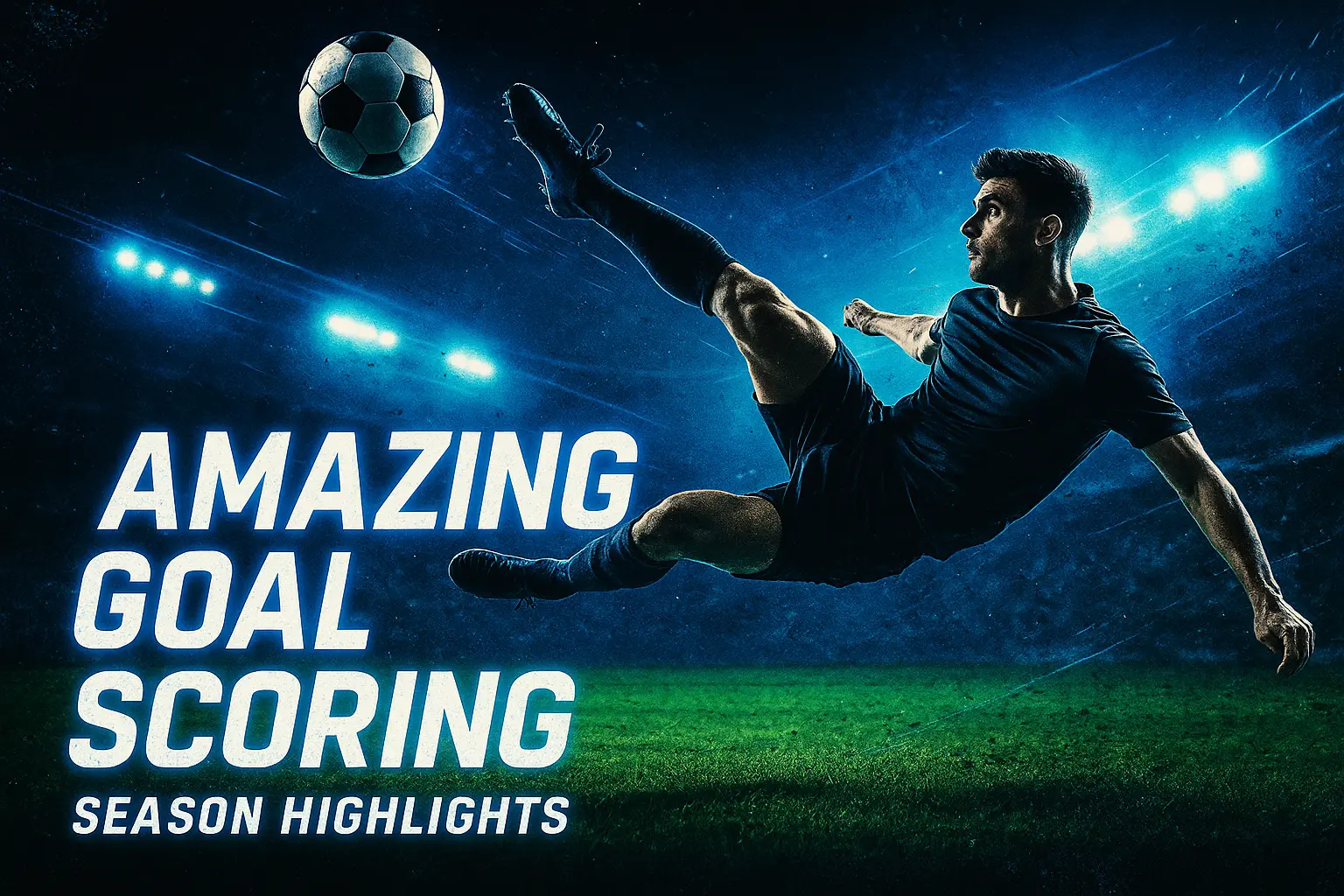 Football YouTube thumbnail template with striker's bicycle kick.