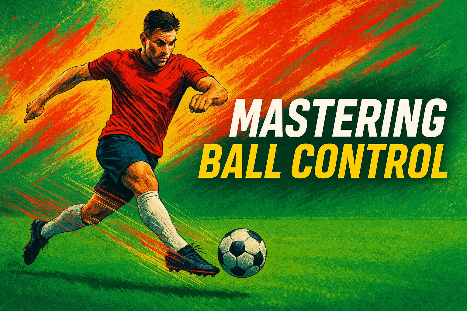 Football YouTube thumbnail template with player kicking ball and bold text