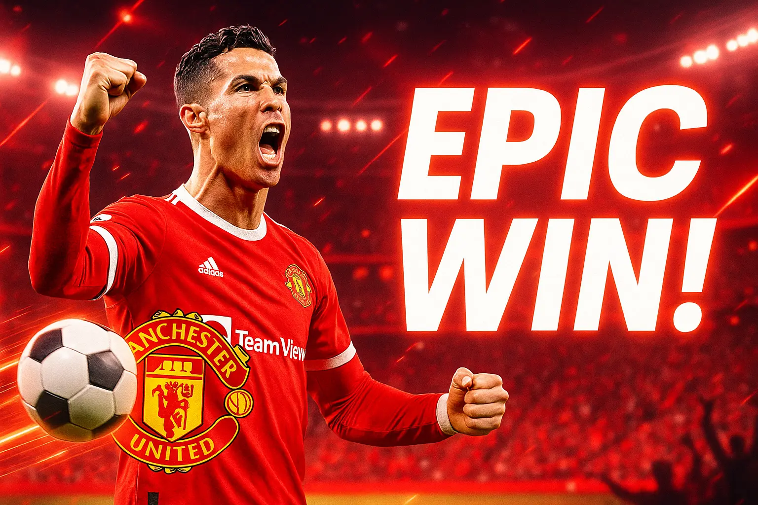 Football YouTube thumbnail template featuring a player celebrating a goal