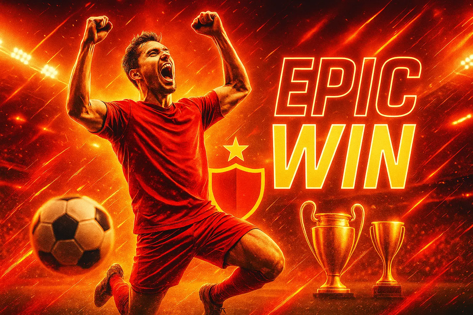 Football YouTube thumbnail template featuring player goal celebration