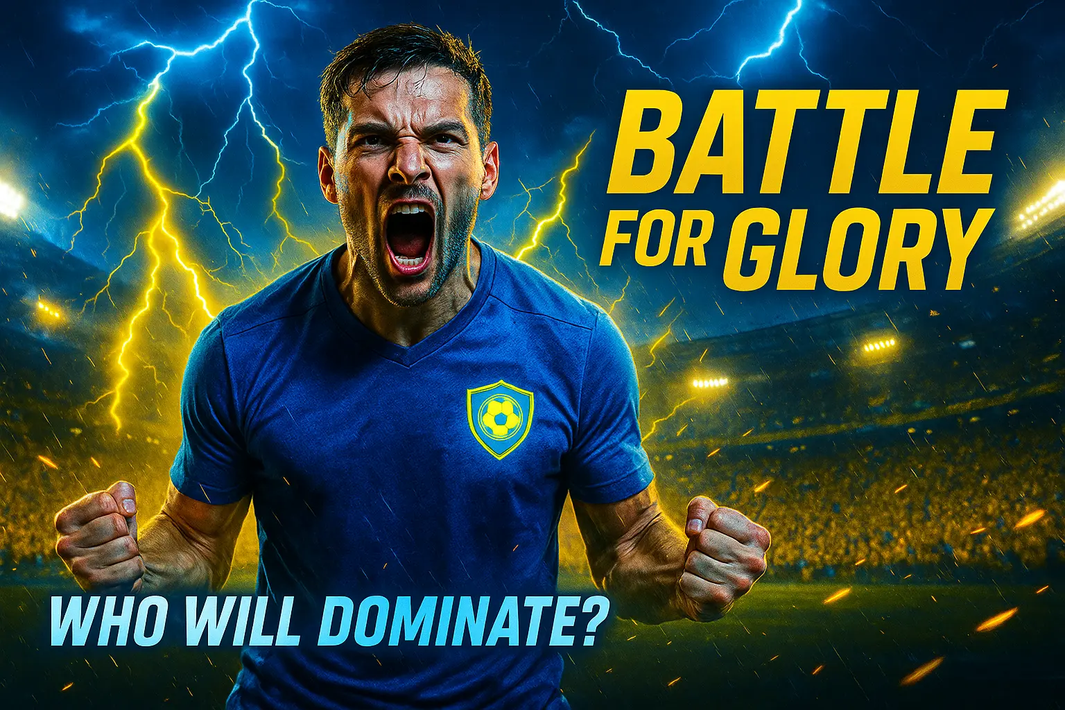 Intense Football YouTube thumbnail template with stormy energy