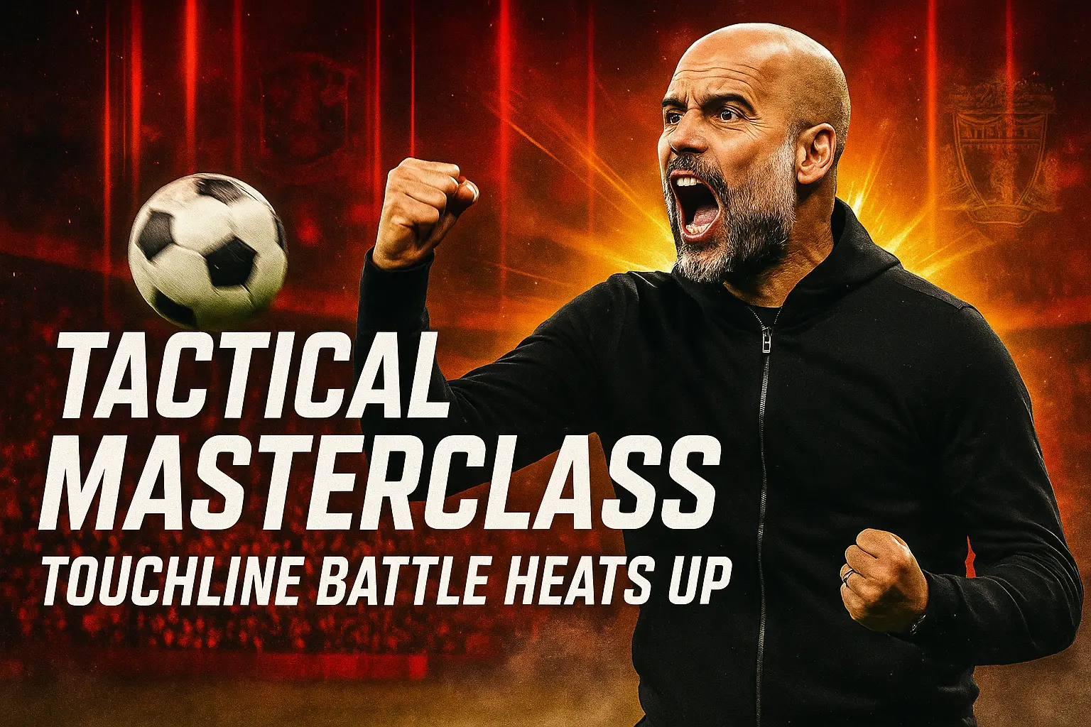 Football YouTube thumbnail template with intense coach and glowing effects
