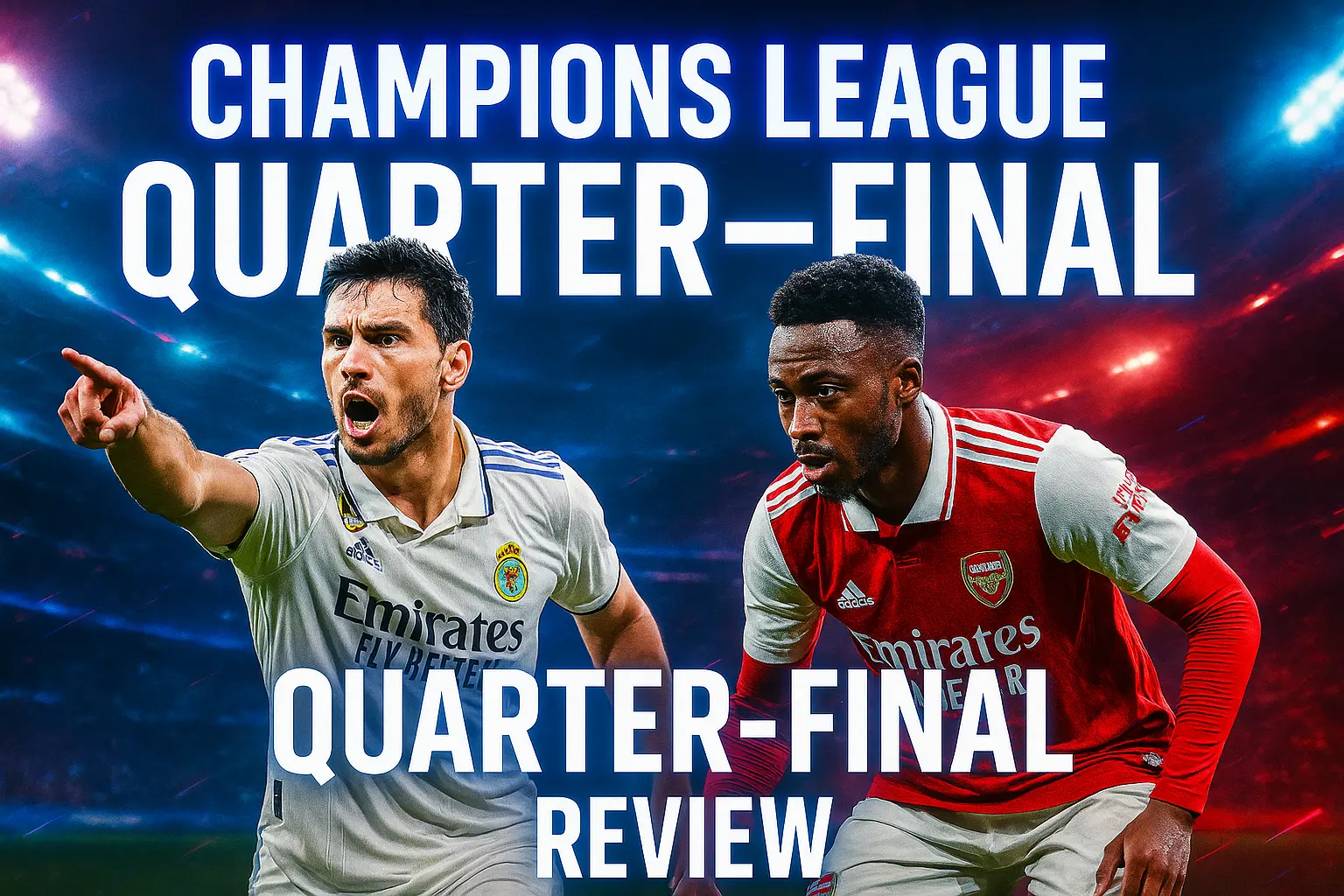 Football YouTube thumbnail template featuring Real Madrid vs Arsenal