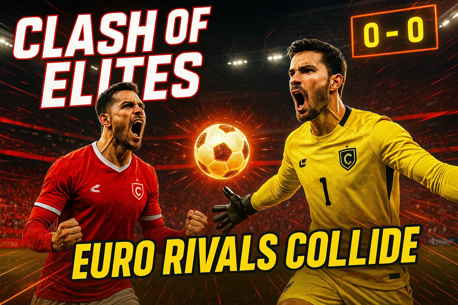 Football YouTube thumbnail template with rival players and bold text