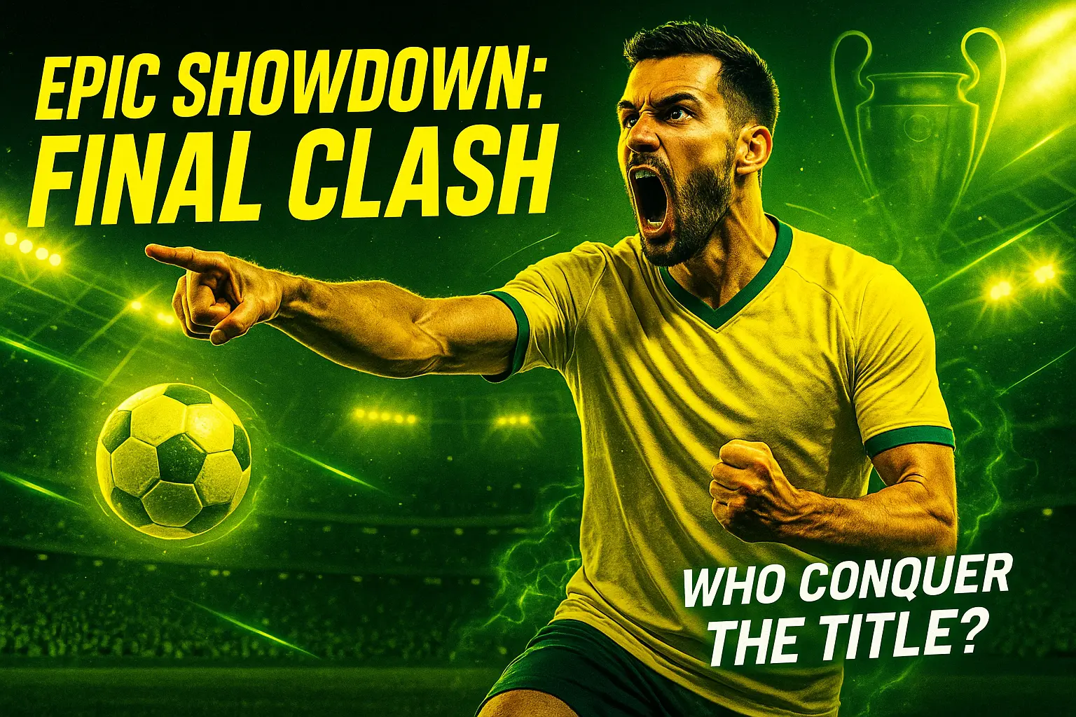 Football YouTube thumbnail template with star player and neon effects