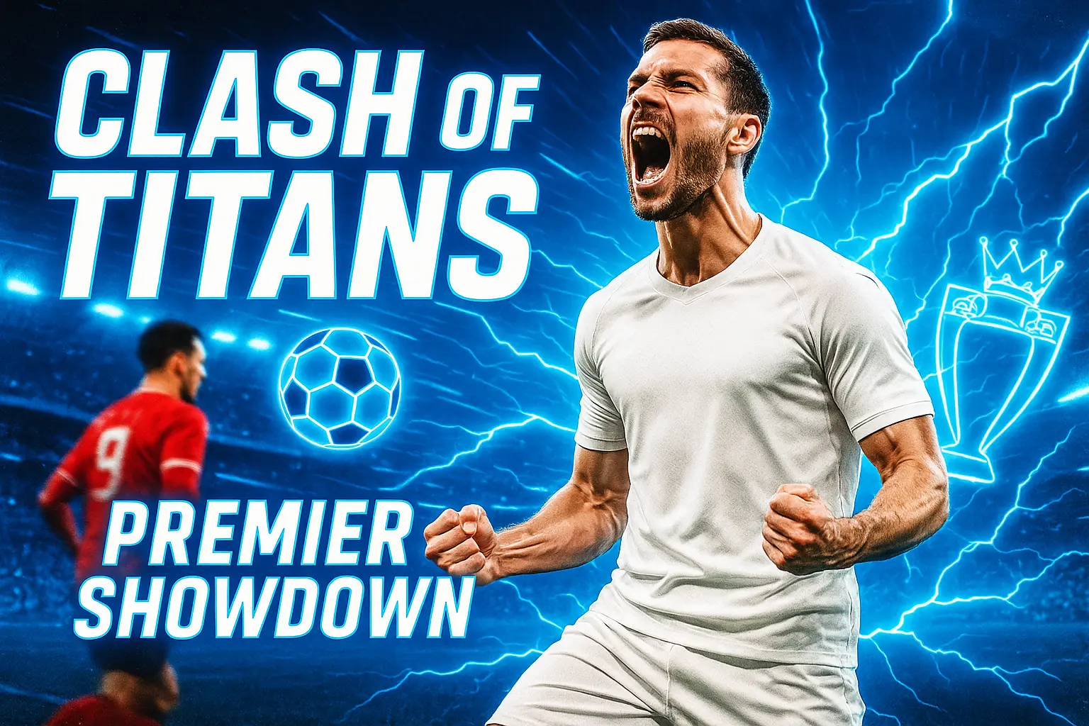 Football YouTube thumbnail template with intense goal celebration