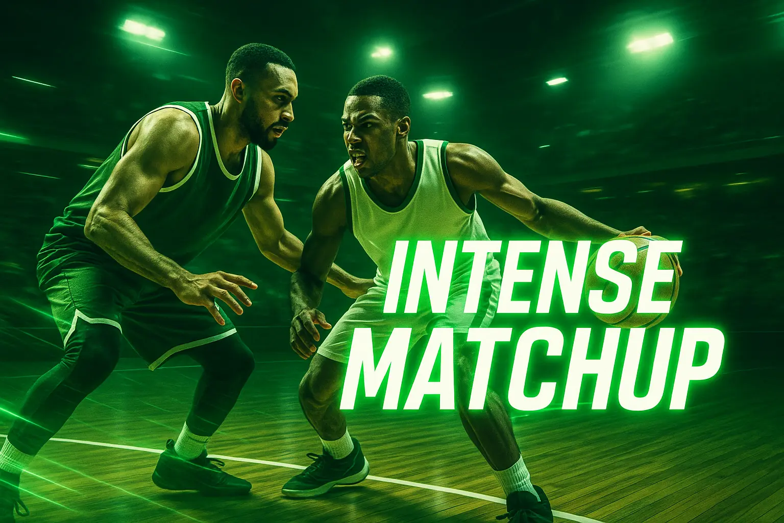 Football YouTube thumbnail template featuring intense basketball action