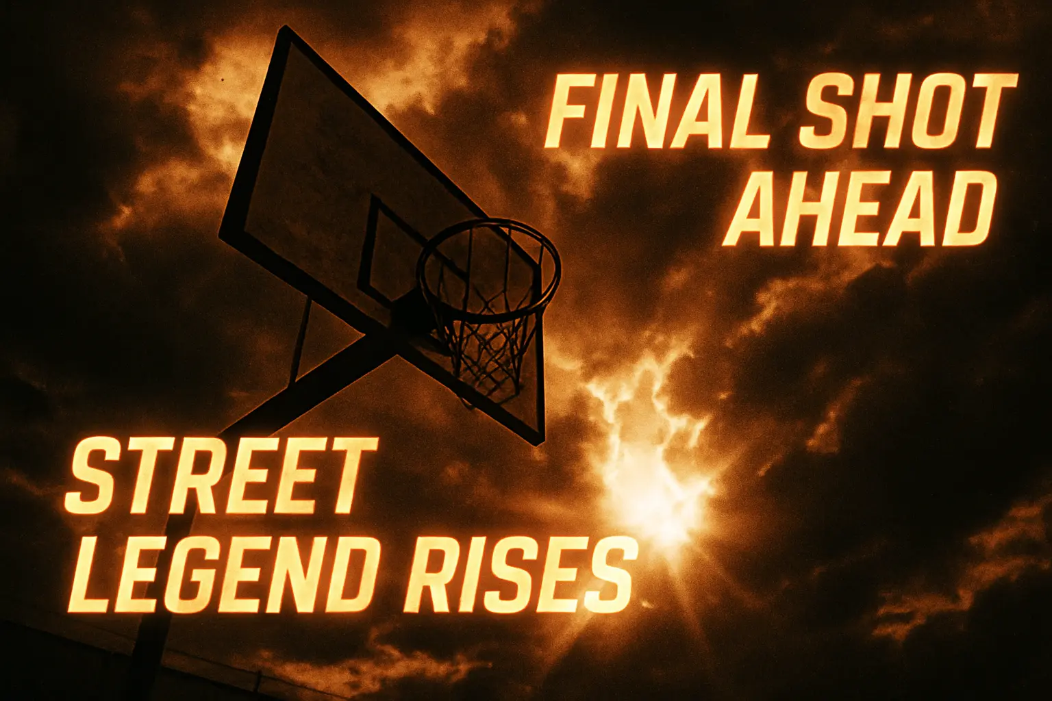 Dramatic Football YouTube thumbnail template with moody sky and hoop