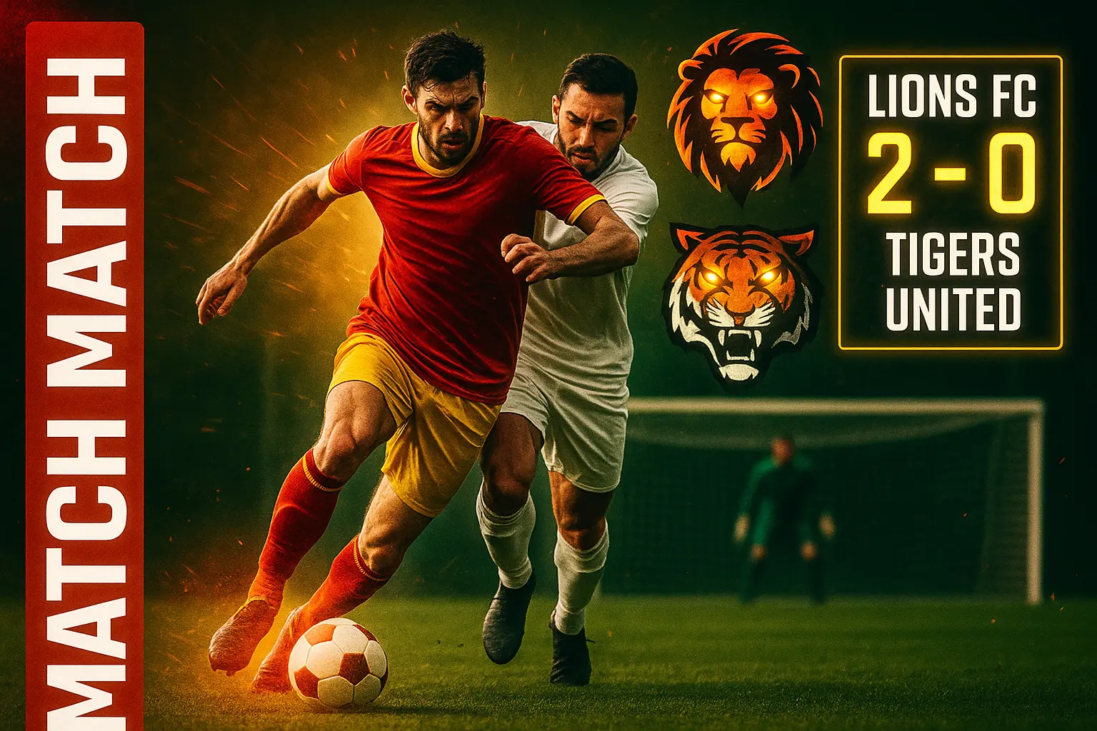 Football YouTube thumbnail template with players clashing mid-game
