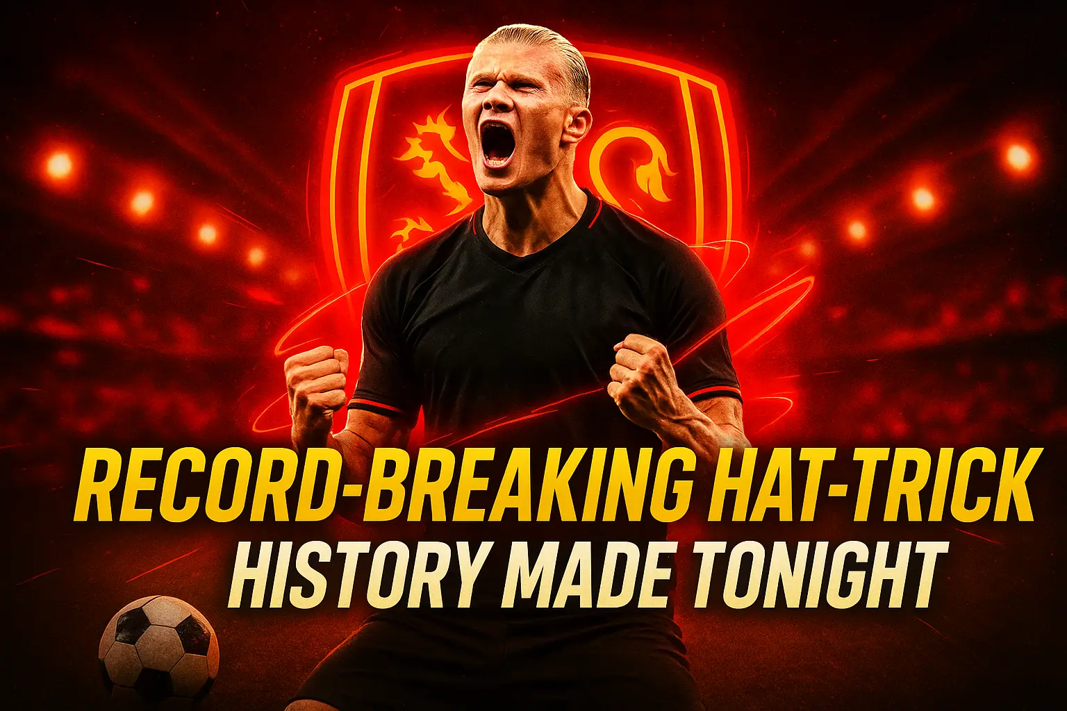 Intense Football YouTube thumbnail template with shouting striker