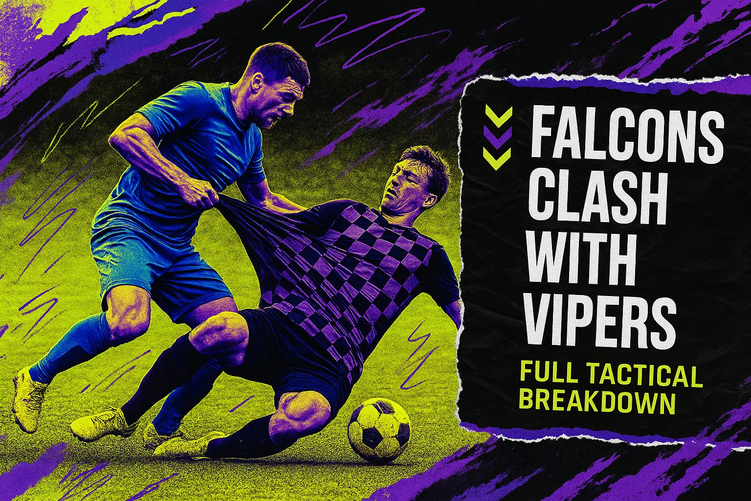 Football YouTube thumbnail template showing intense soccer tackle scene