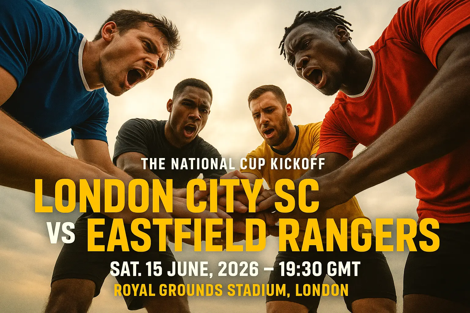 Football YouTube thumbnail template showing rival players in tense face-off