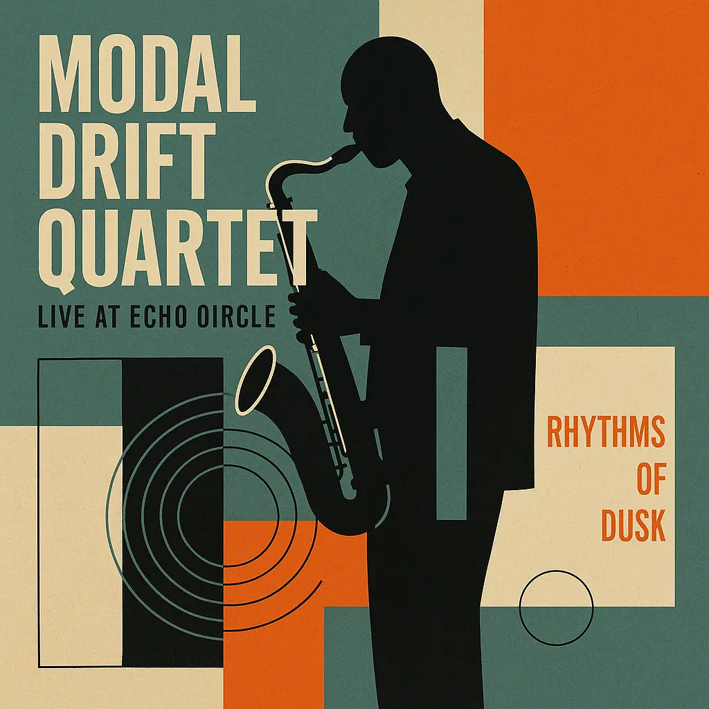 Minimalist Jazz Album Covers template with saxophonist and bold text
