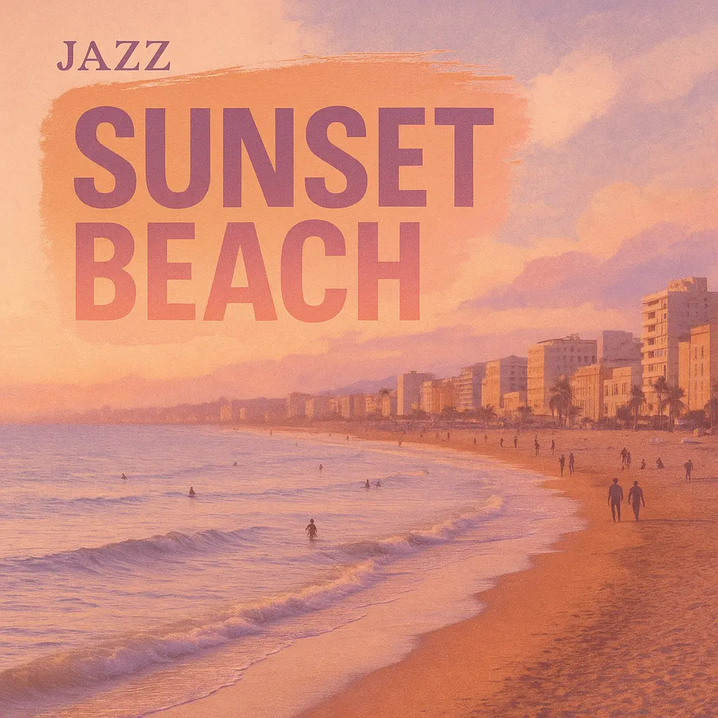 Jazz Album Covers template with sunset beach and bold text