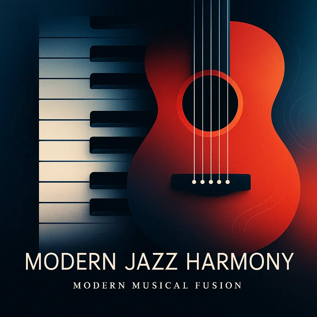 Modern Jazz Harmony Jazz Album Covers template with piano and guitar