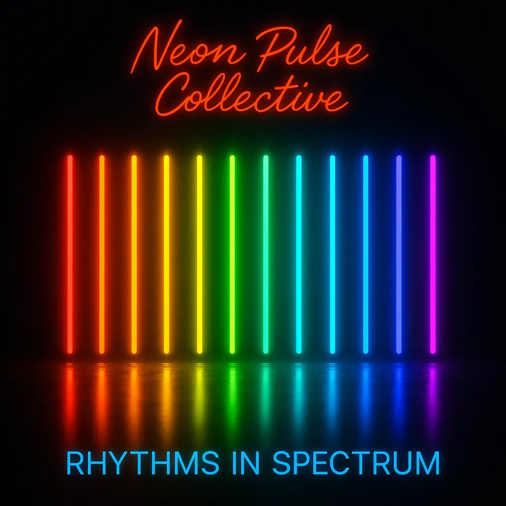 Jazz Album Covers template with glowing rainbow neon bars