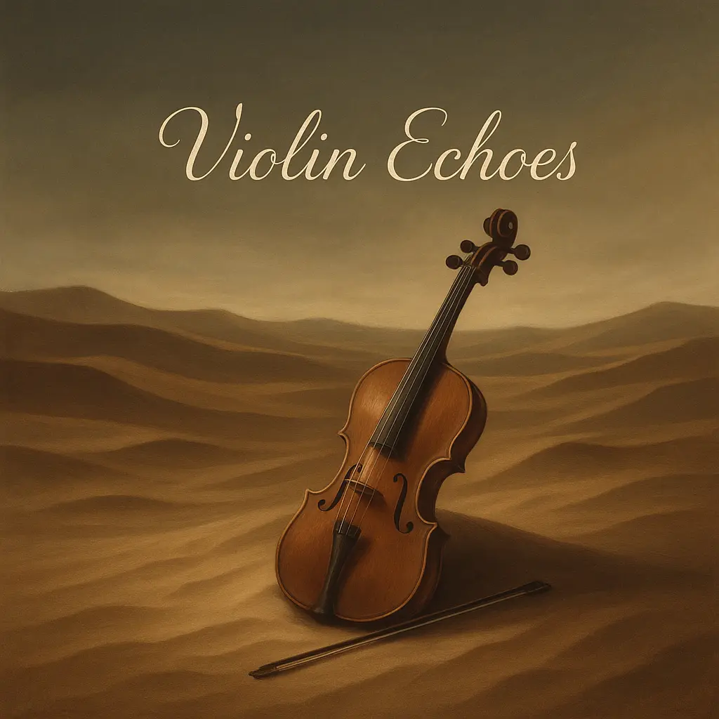 Jazz Album Covers template with violin in a desert landscape