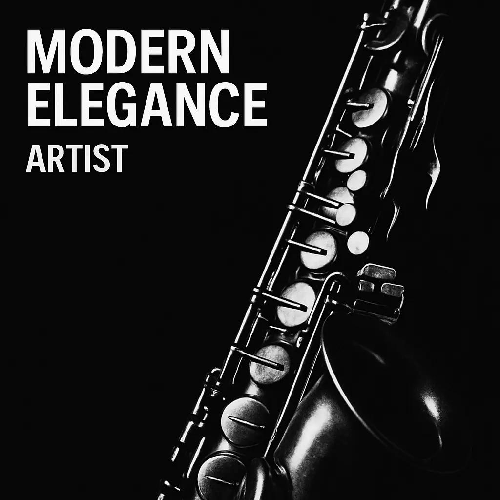 Jazz Album Covers template with vintage saxophone in black and white
