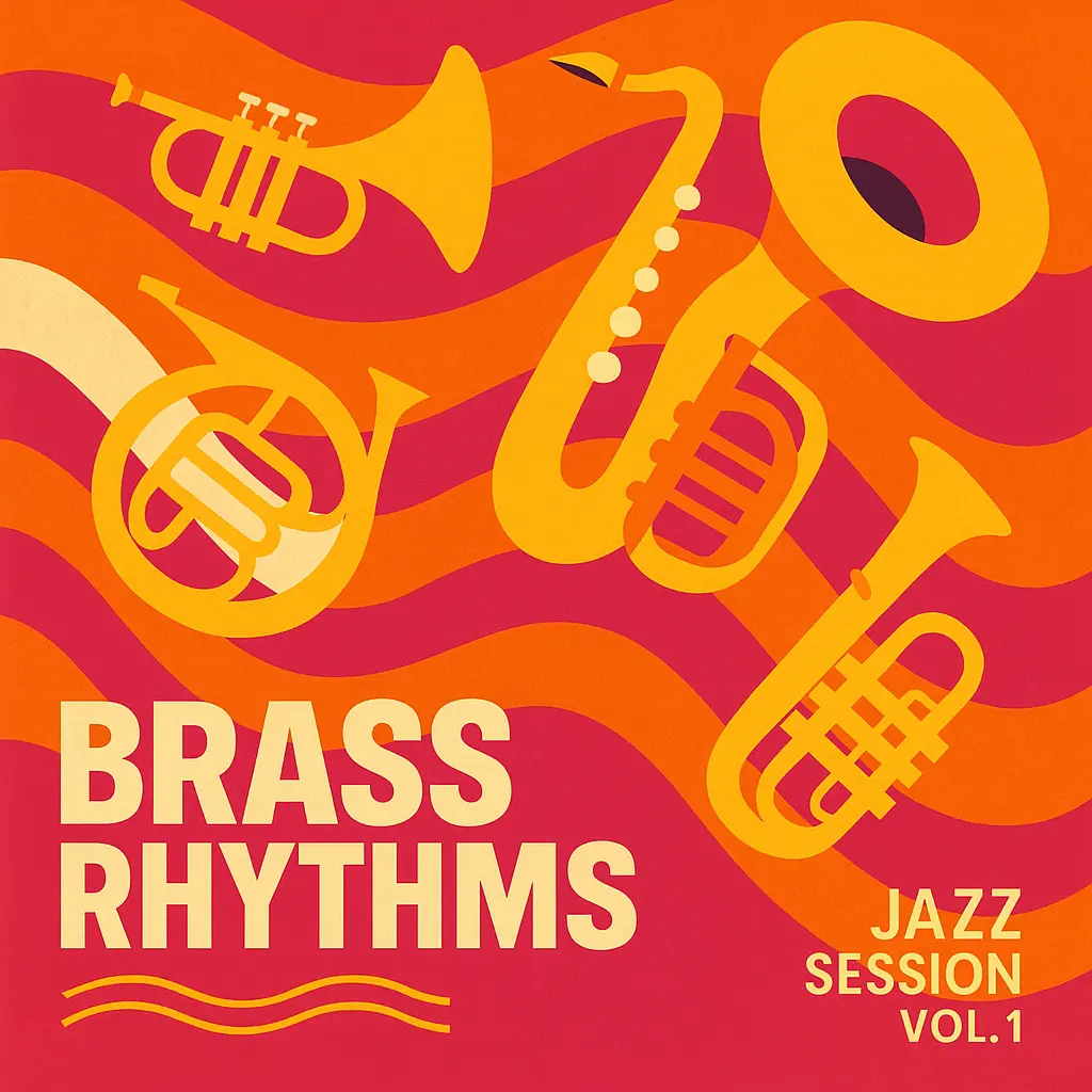 Colorful Jazz Album Covers template with abstract brass instruments
