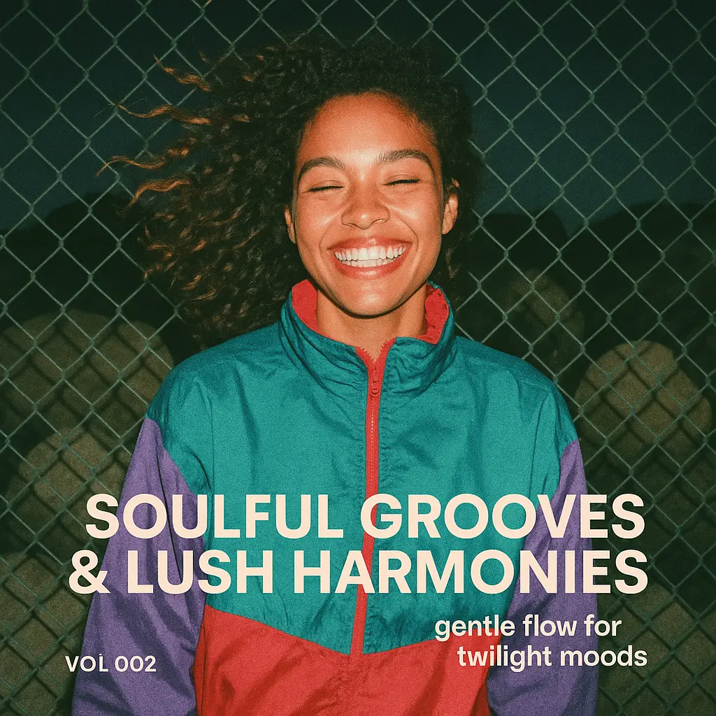 Jazz Album Covers template with smiling woman in retro jacket
