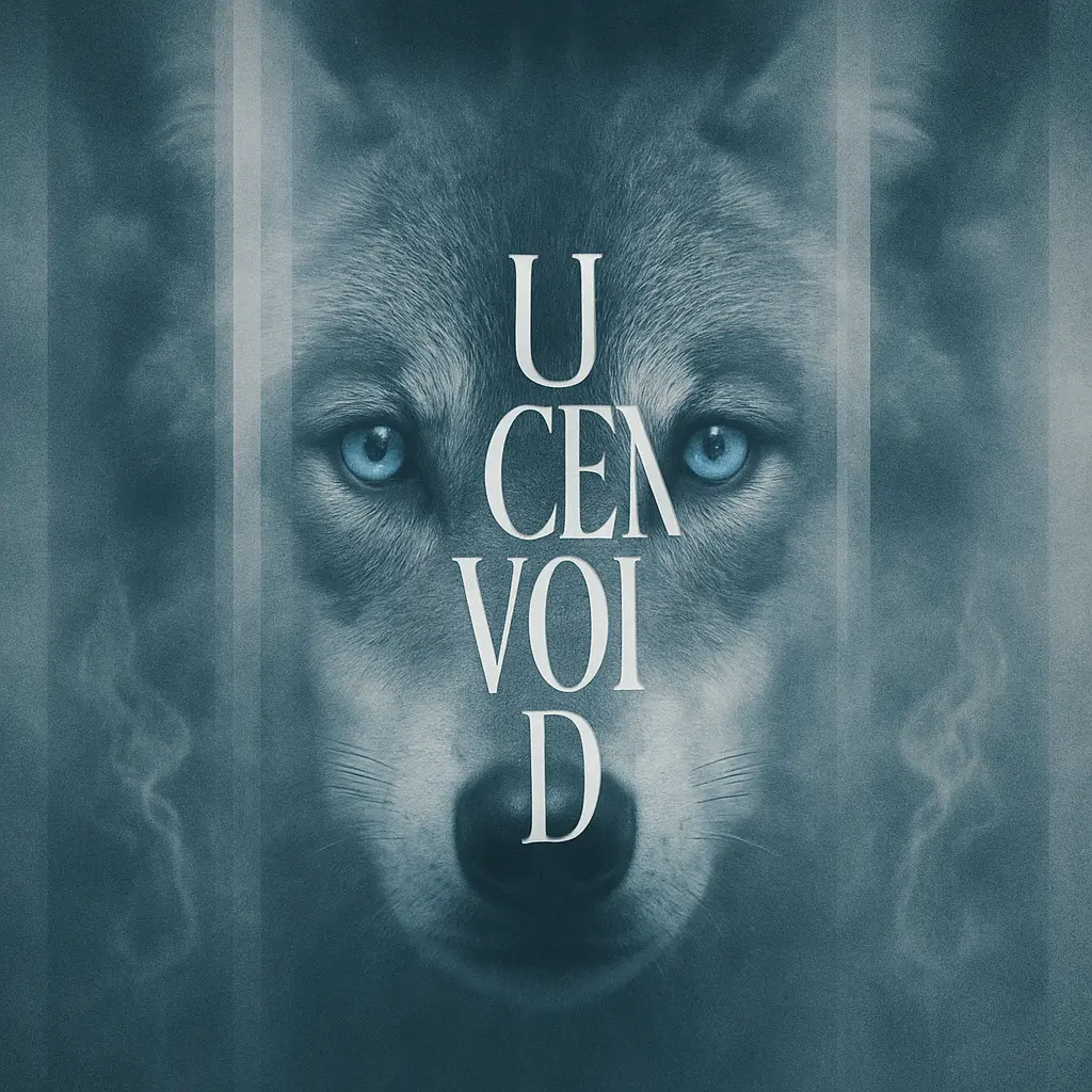 Surreal Jazz Album Covers template with mirrored wolf face and mist