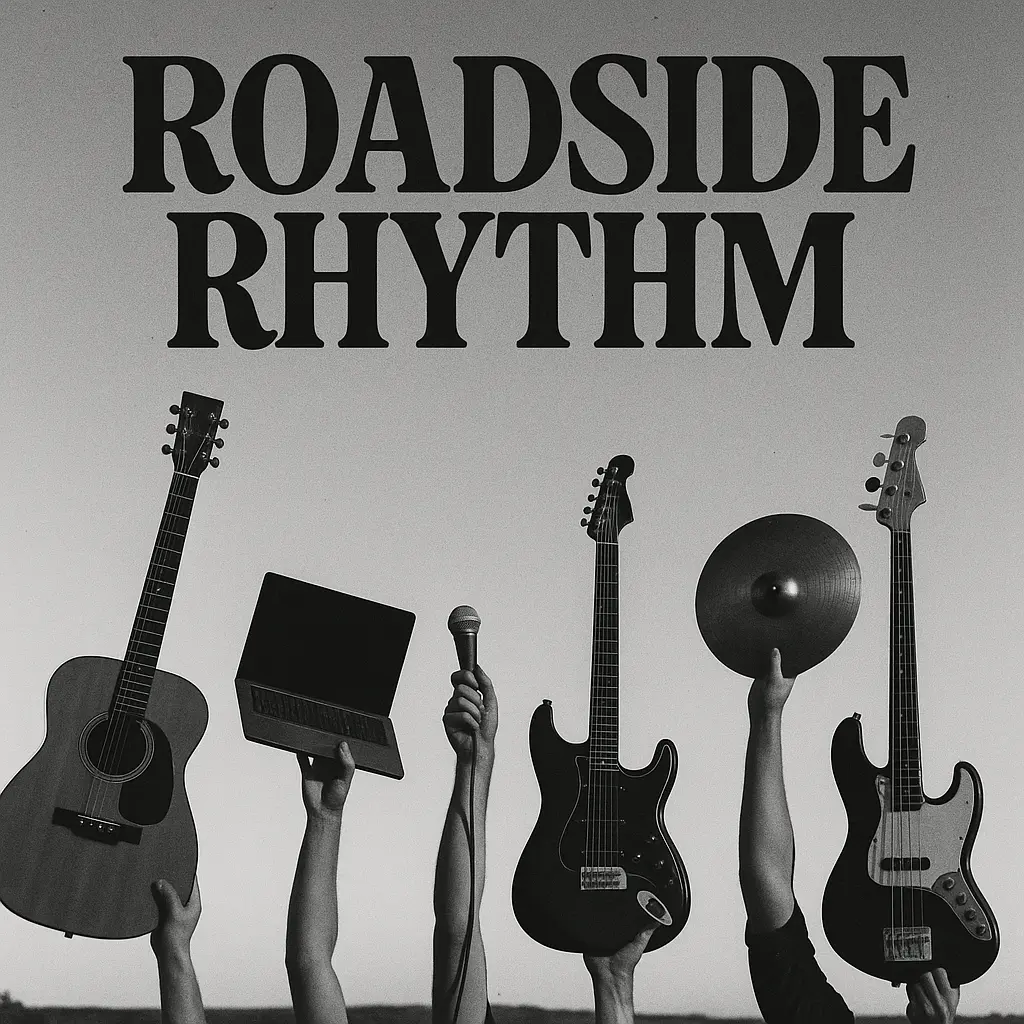 Jazz Album Covers template with instruments raised under bold retro text