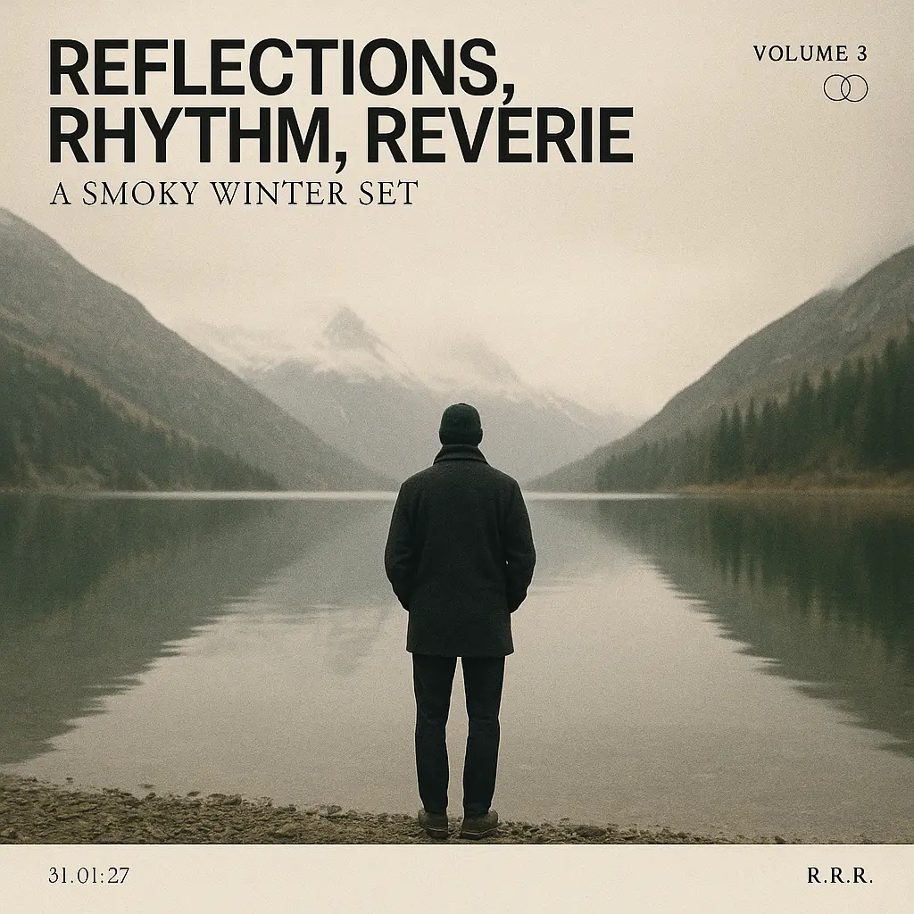 Jazz Album Covers template with mountain lake and bold text
