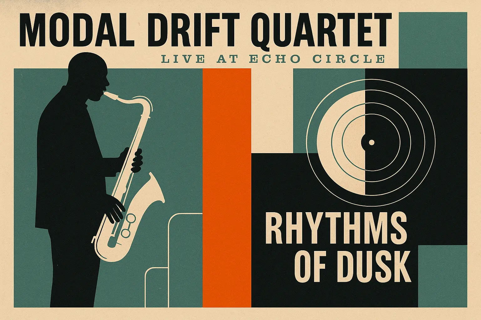 Jazz Album Covers template with sunset beach and bold text