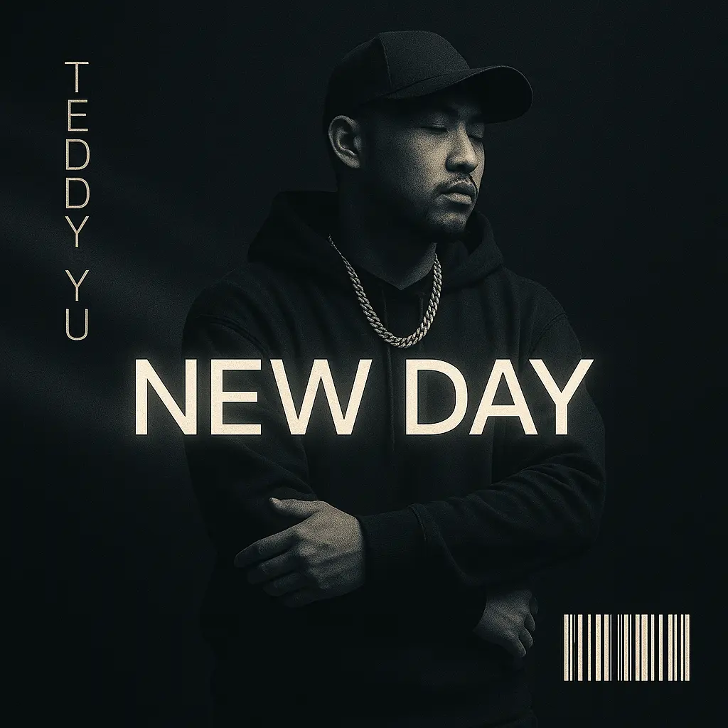 Hip-Hop Album Covers template featuring glowing 'New Day' title and 'Teddy Yu' name