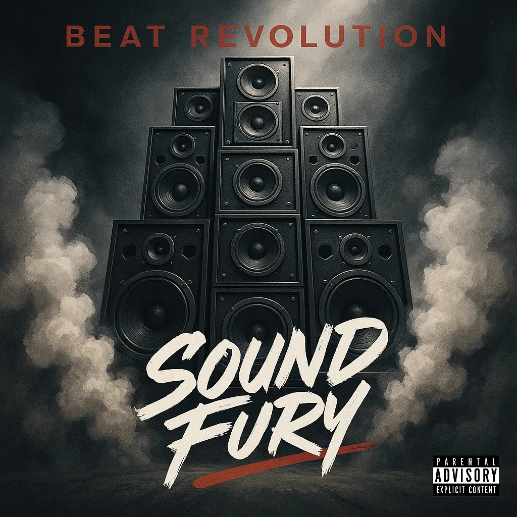 Explosive speaker wall with smoke in Hip-Hop Album Covers template