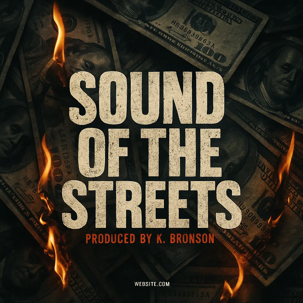 Hip-Hop Album Covers template with fire and burning cash theme