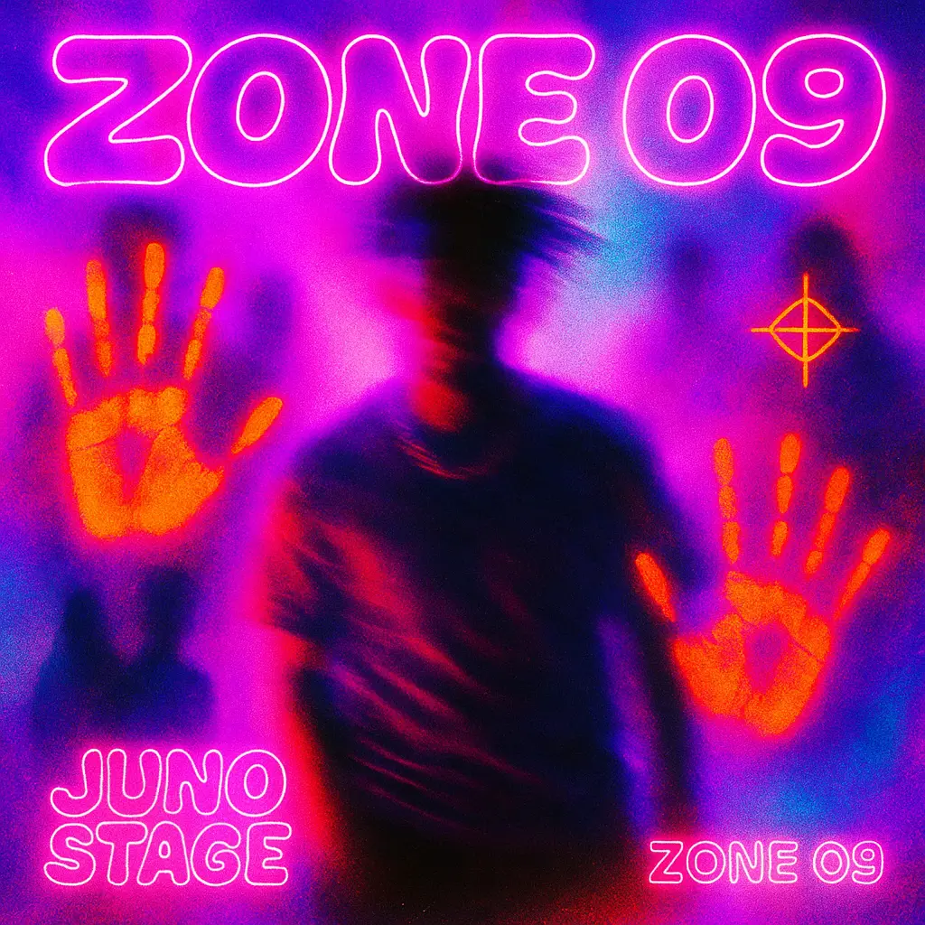 Blurry neon figure with surreal lights, Hip-Hop Album Covers template