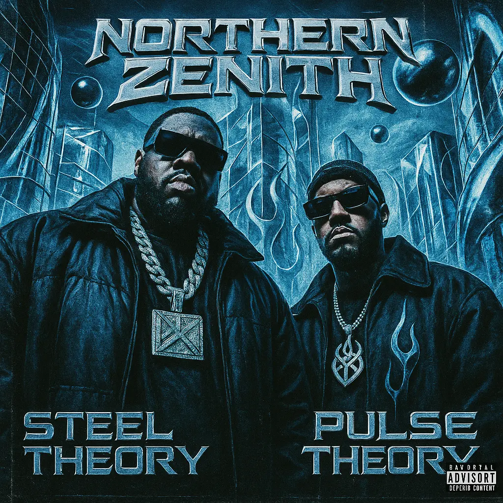 Hip-Hop Album Covers template with chrome city and rappers