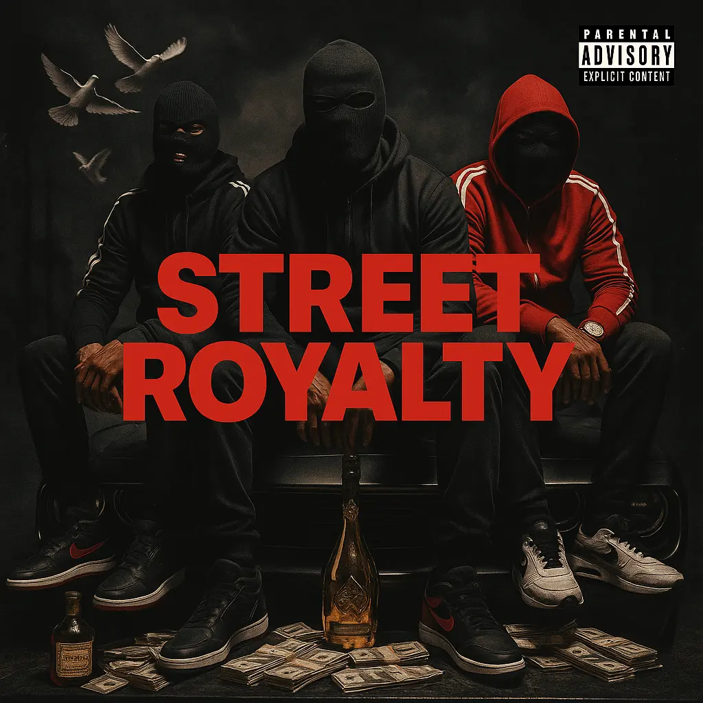 Three masked figures on car in Hip-Hop Album Covers template
