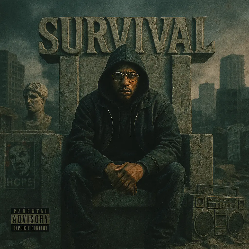 Gritty Hip-Hop Album Covers template with urban throne imagery