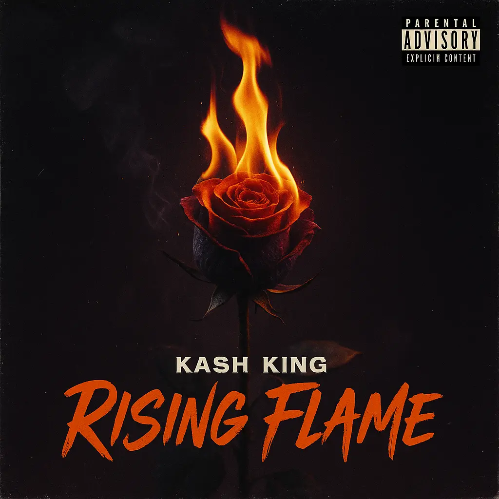 Hip-Hop Album Covers template featuring a burning rose with intense flames