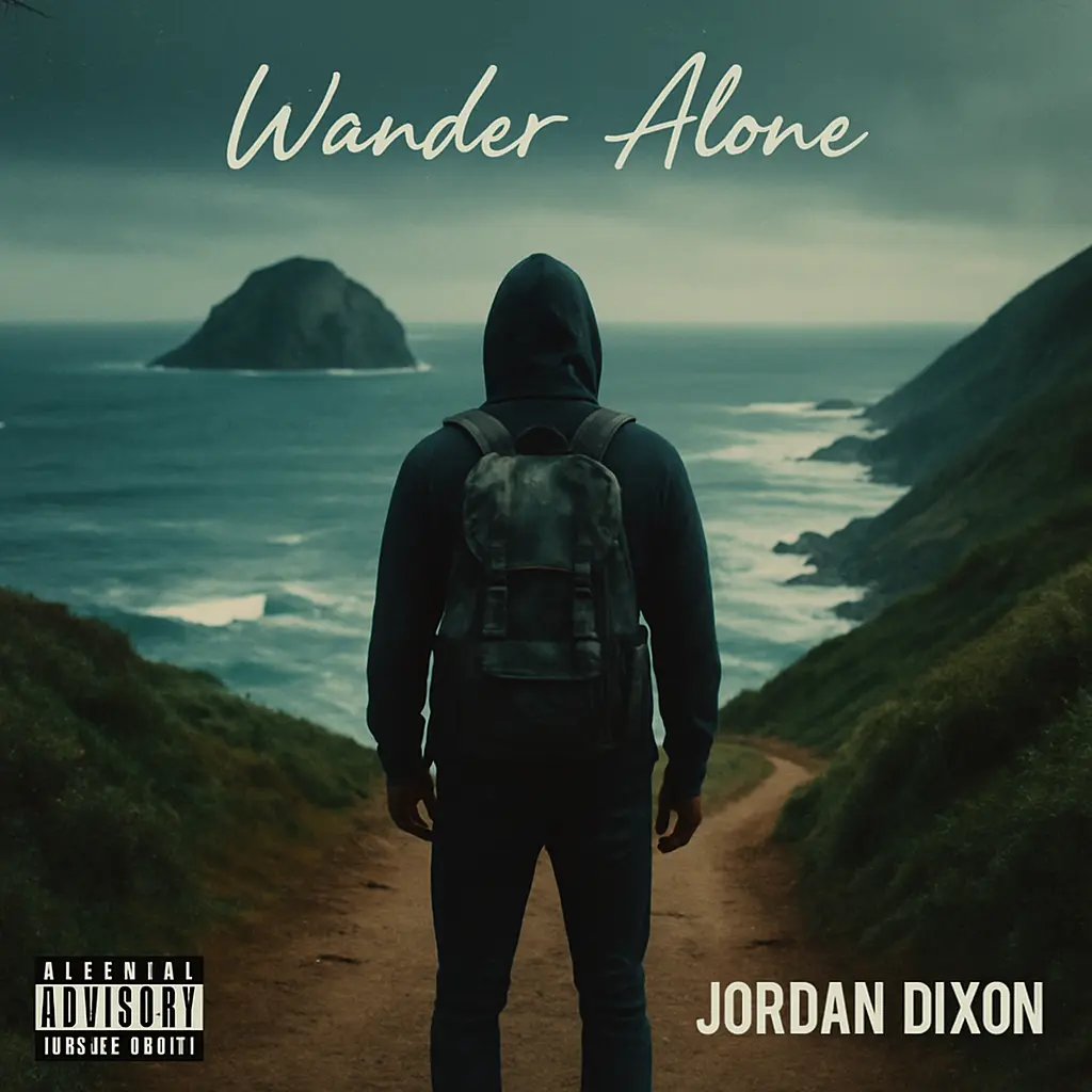 Hip-Hop Album Covers template featuring a person on a coastal path