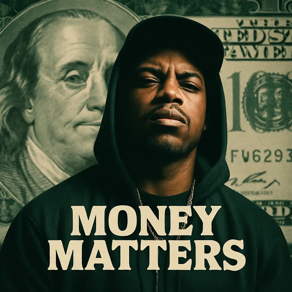Hip-Hop Album Covers template featuring rapper with money background