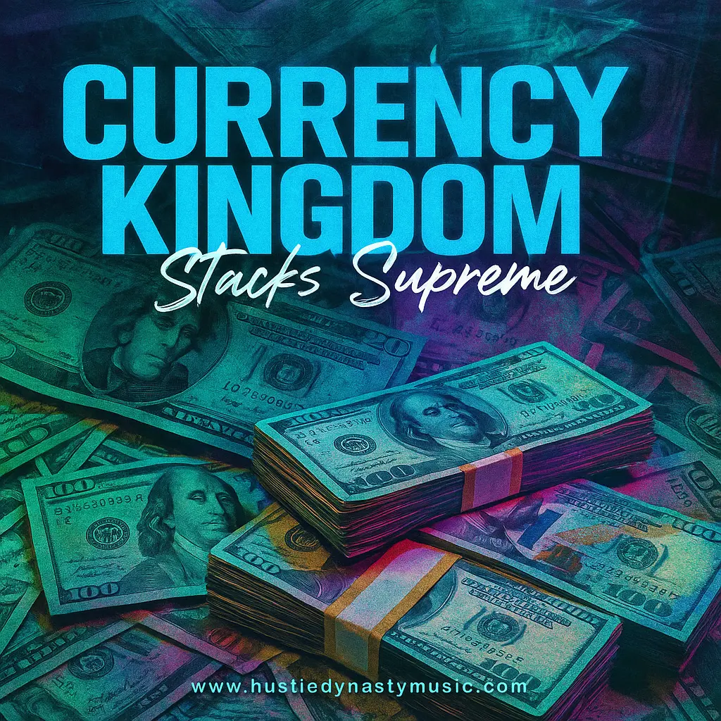 Maximalist Hip-Hop Album Covers template with glowing cash collage