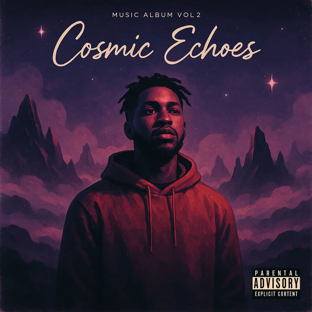 Surreal Hip-Hop Album Covers template with dreamlike landscape and minimalist text