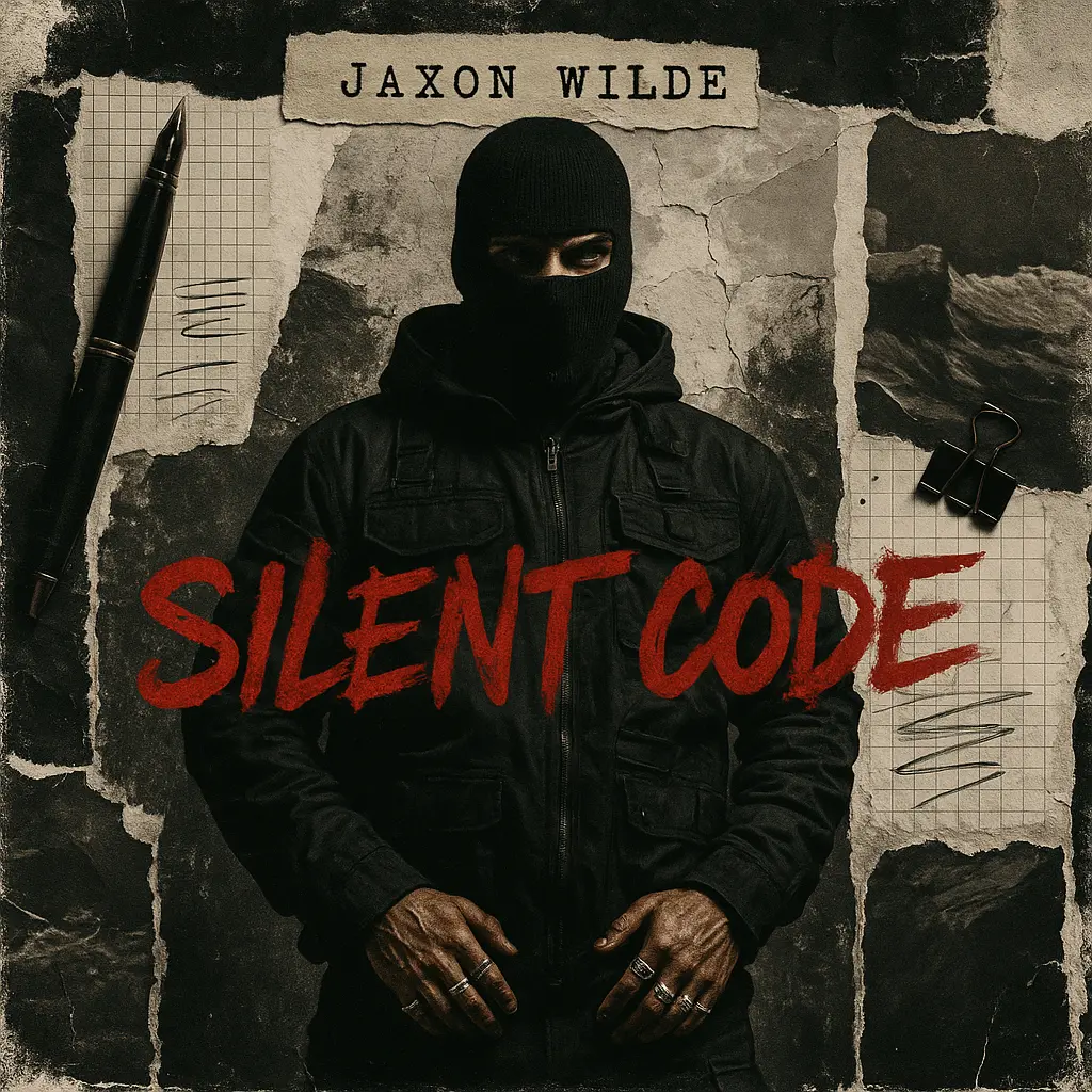 Masked man in layered collage Hip-Hop Album Covers template