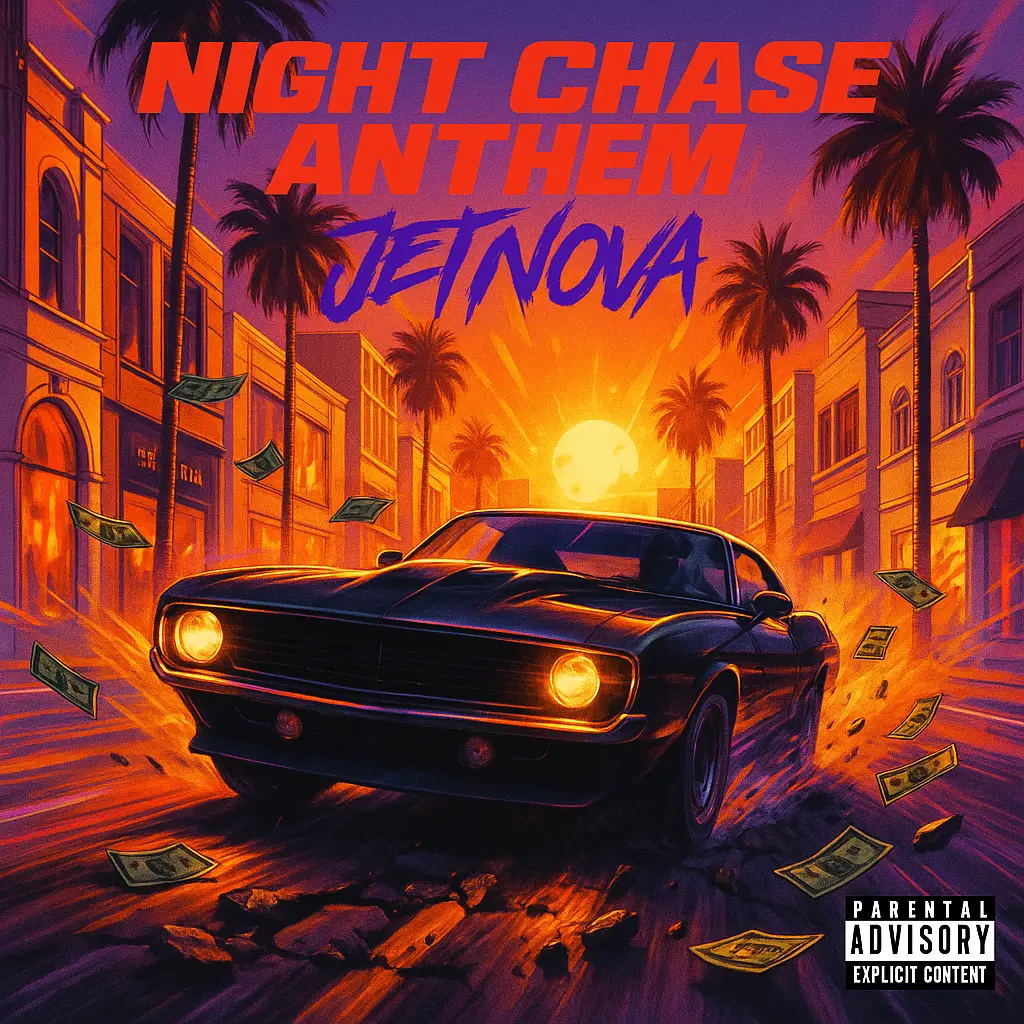 Hip-Hop Album Covers template with speeding car and flying money