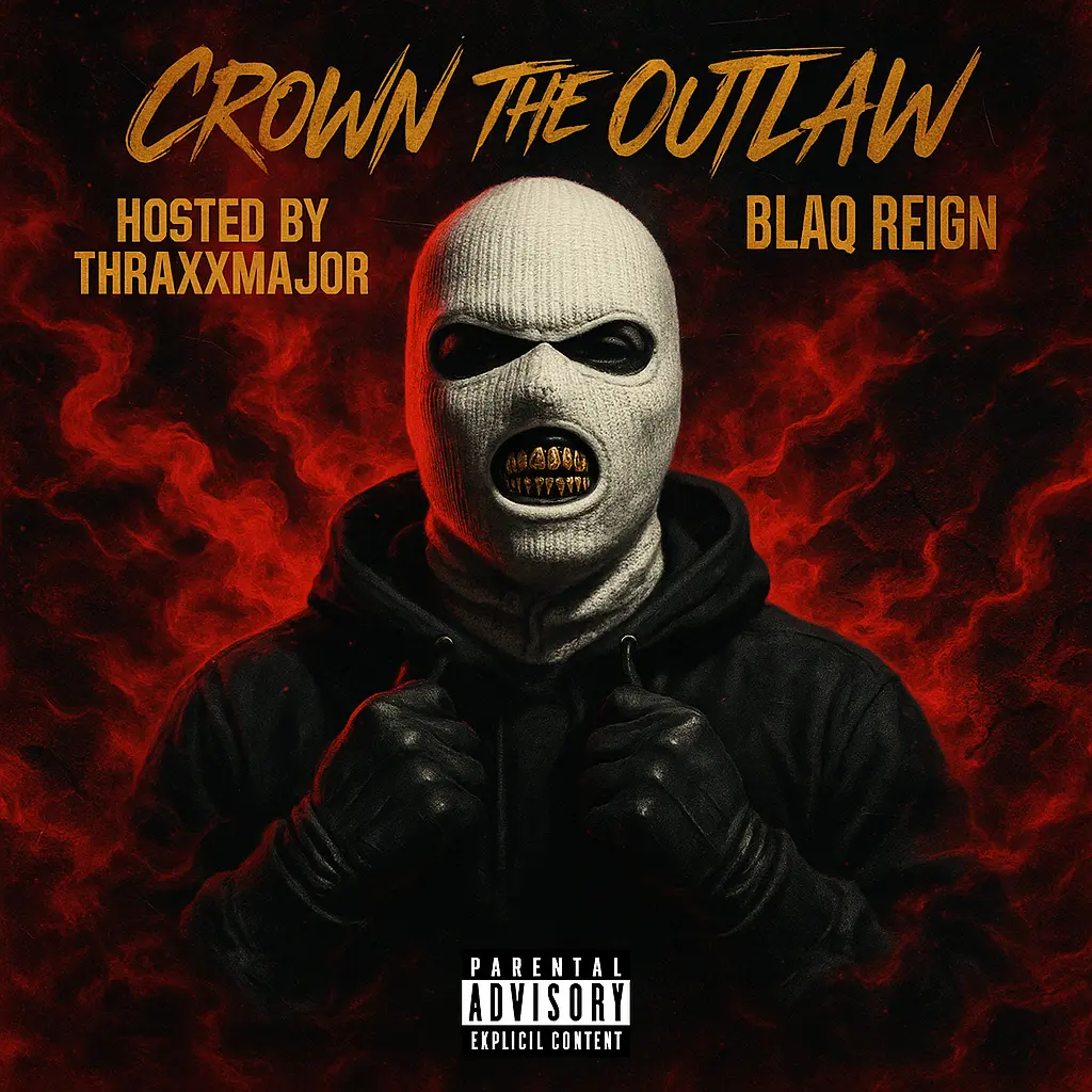Masked rapper with gold grillz on Hip-Hop Album Covers template