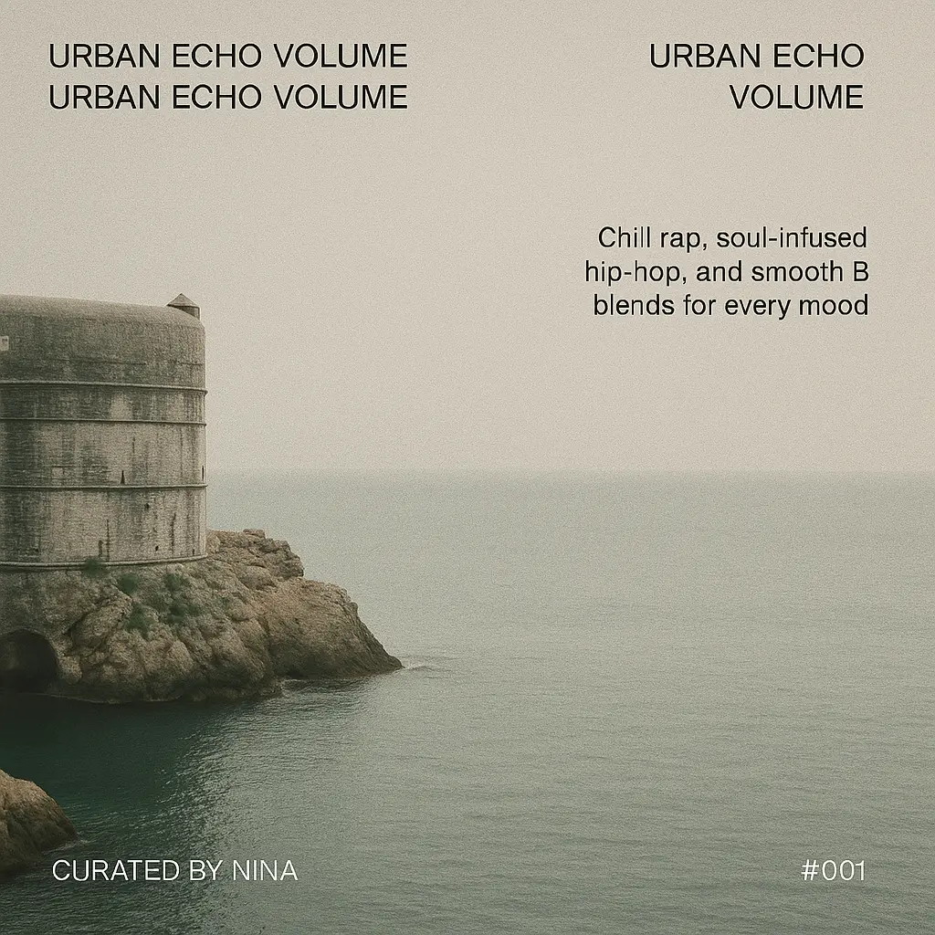 Hip-Hop Album Covers template with serene ocean and fortress