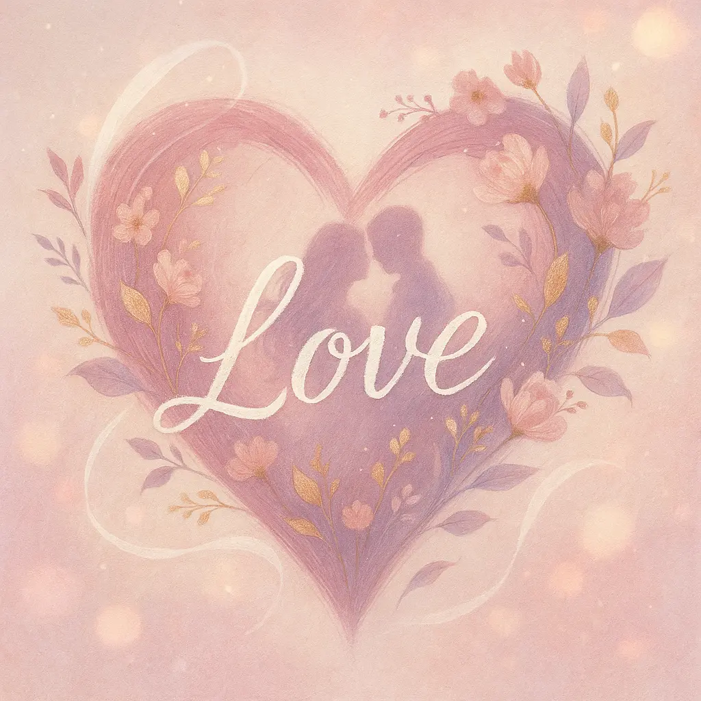Love Album Covers template with abstract heart and soft floral elements