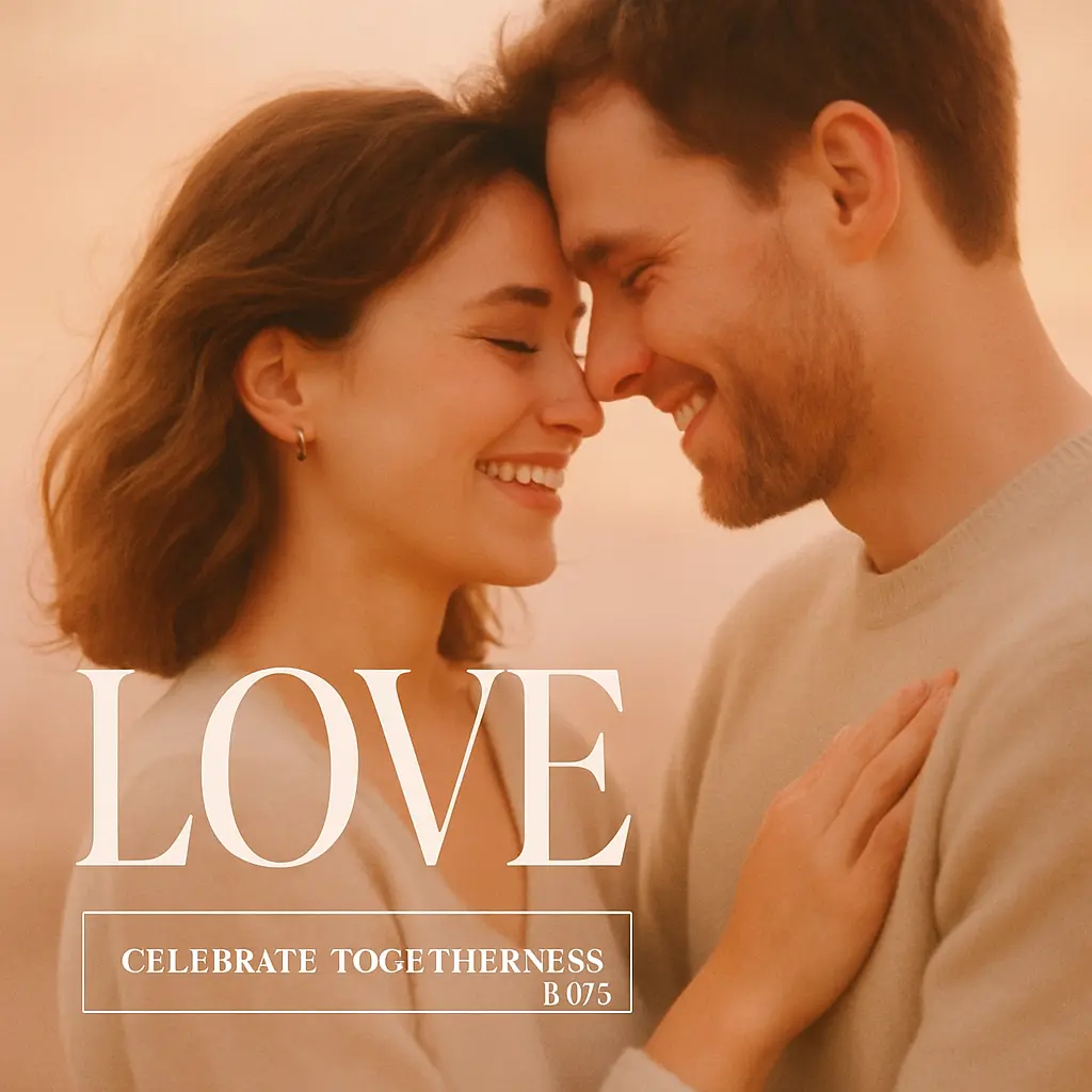 Love Album Covers template featuring intimate couple with bold 'LOVE' text