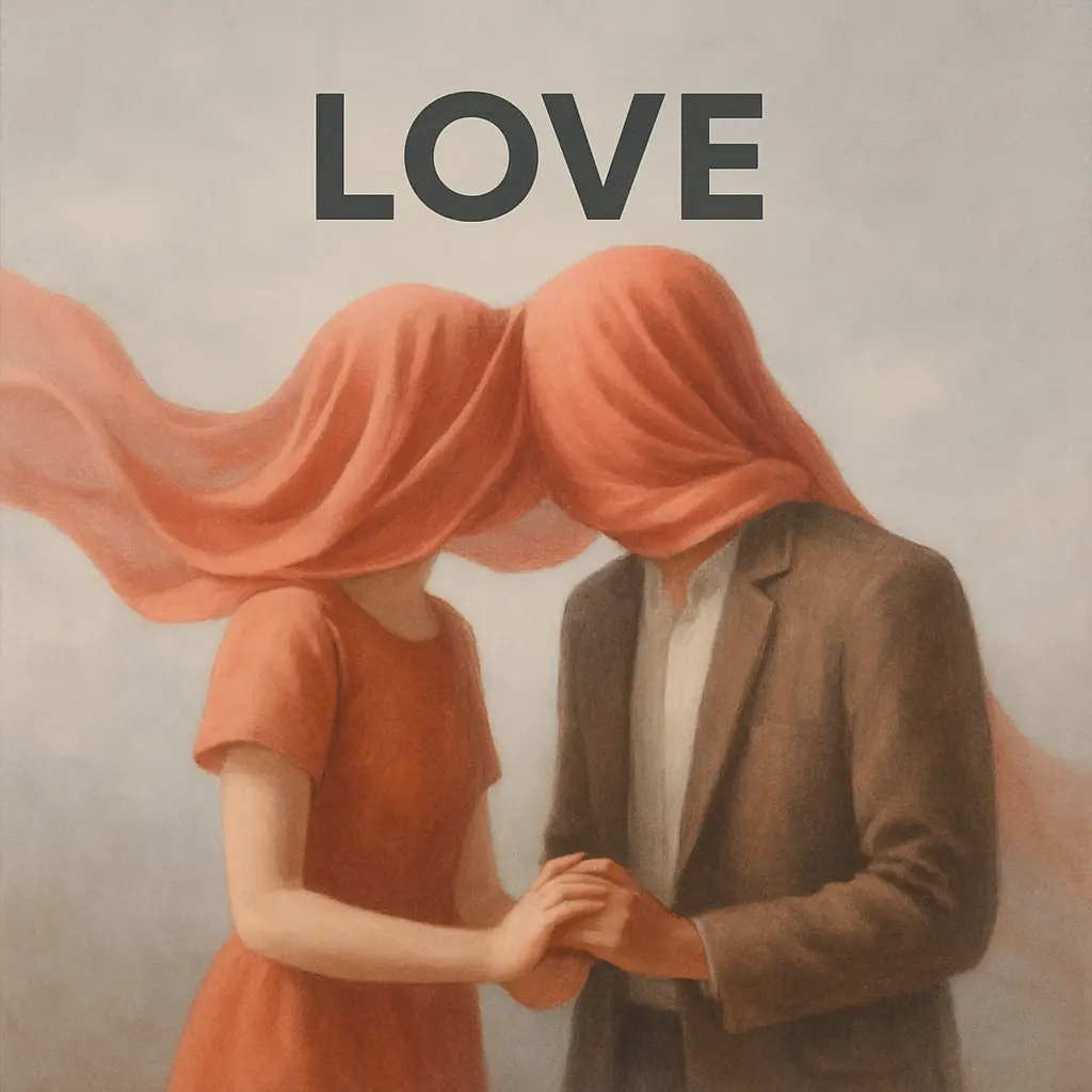 Love Album Covers template with couple holding hands and fabric-covered heads
